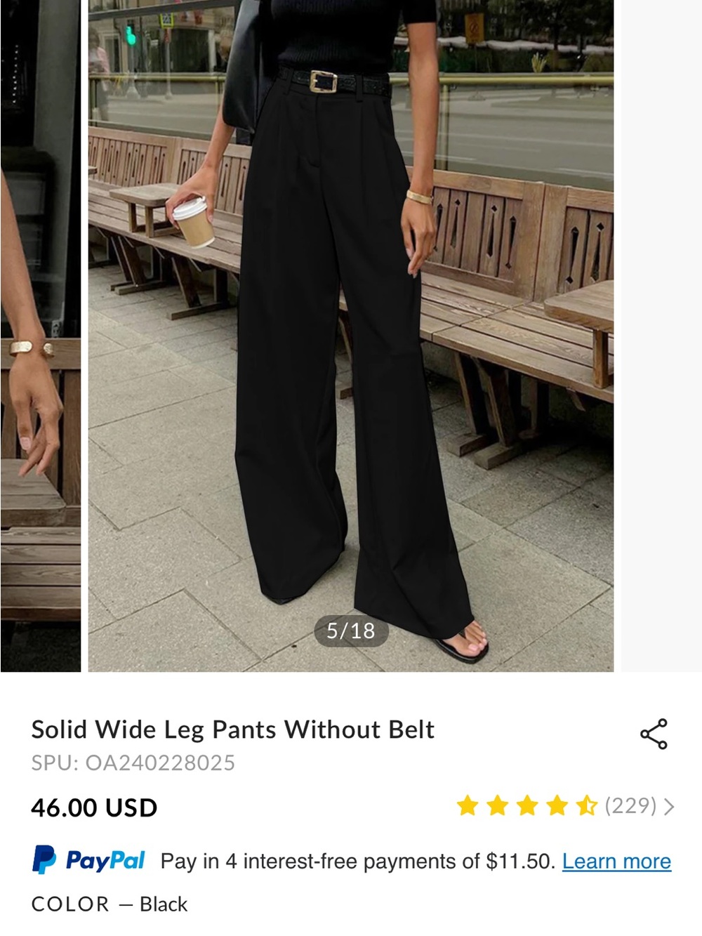 BNWT Commense Black High-Rise Wide-Leg Trousers